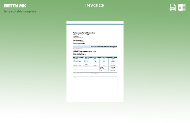 Шаблон за фактура за изнајмување на недвижен имот во модерен стил